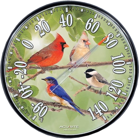 Acurite 12-1/2in. Dia Plastic Dial Songbird Indoor & Outdoor Thermometer 01781